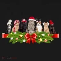 Holiday Christmas Cats Kids Long Sleeve Shirt thumb 2