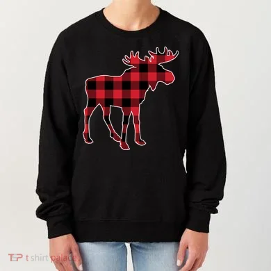 Holiday Plaid Moose Women's Sweatshirt