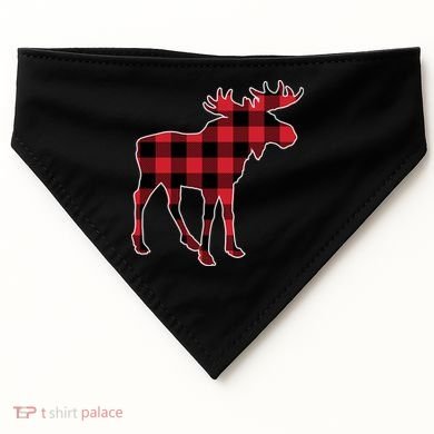 Holiday Plaid Moose USA-Made Doggie Bandana