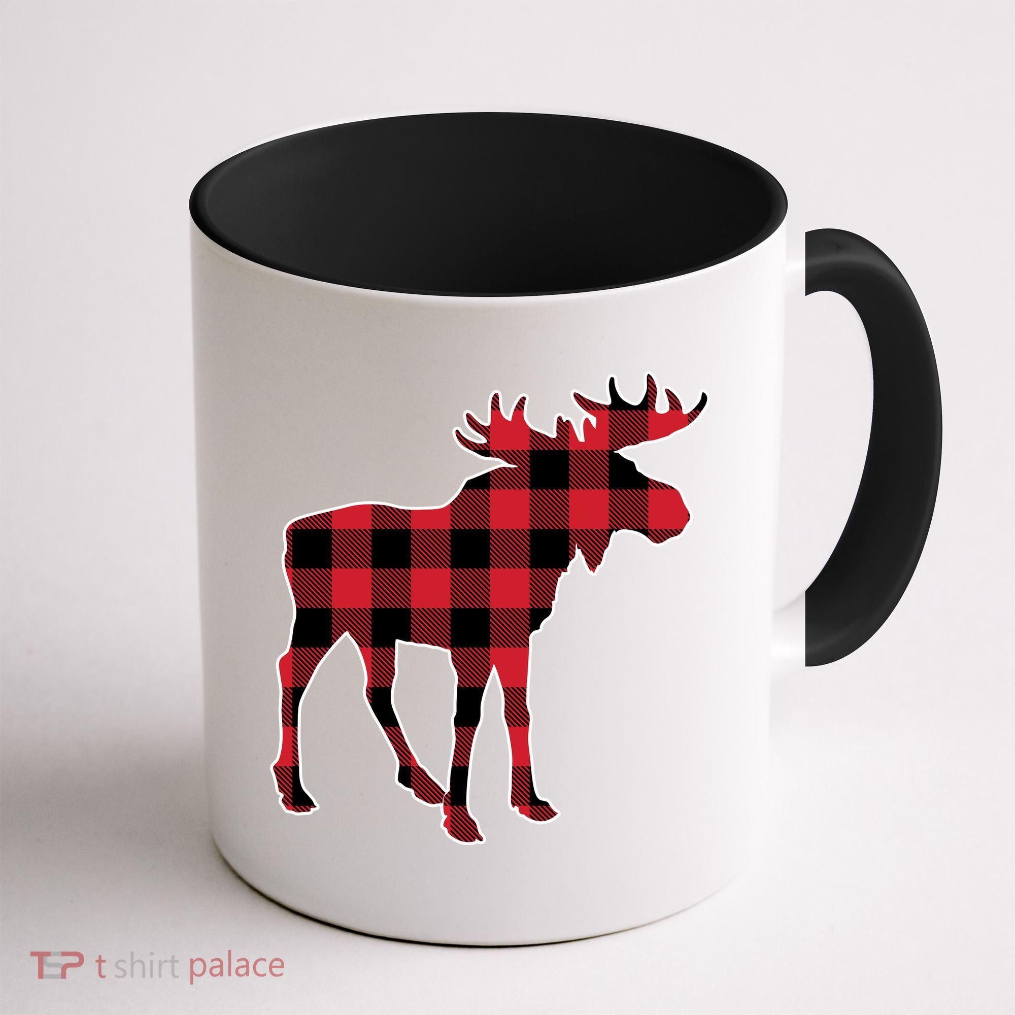 Holiday Plaid Moose Coffee Mug