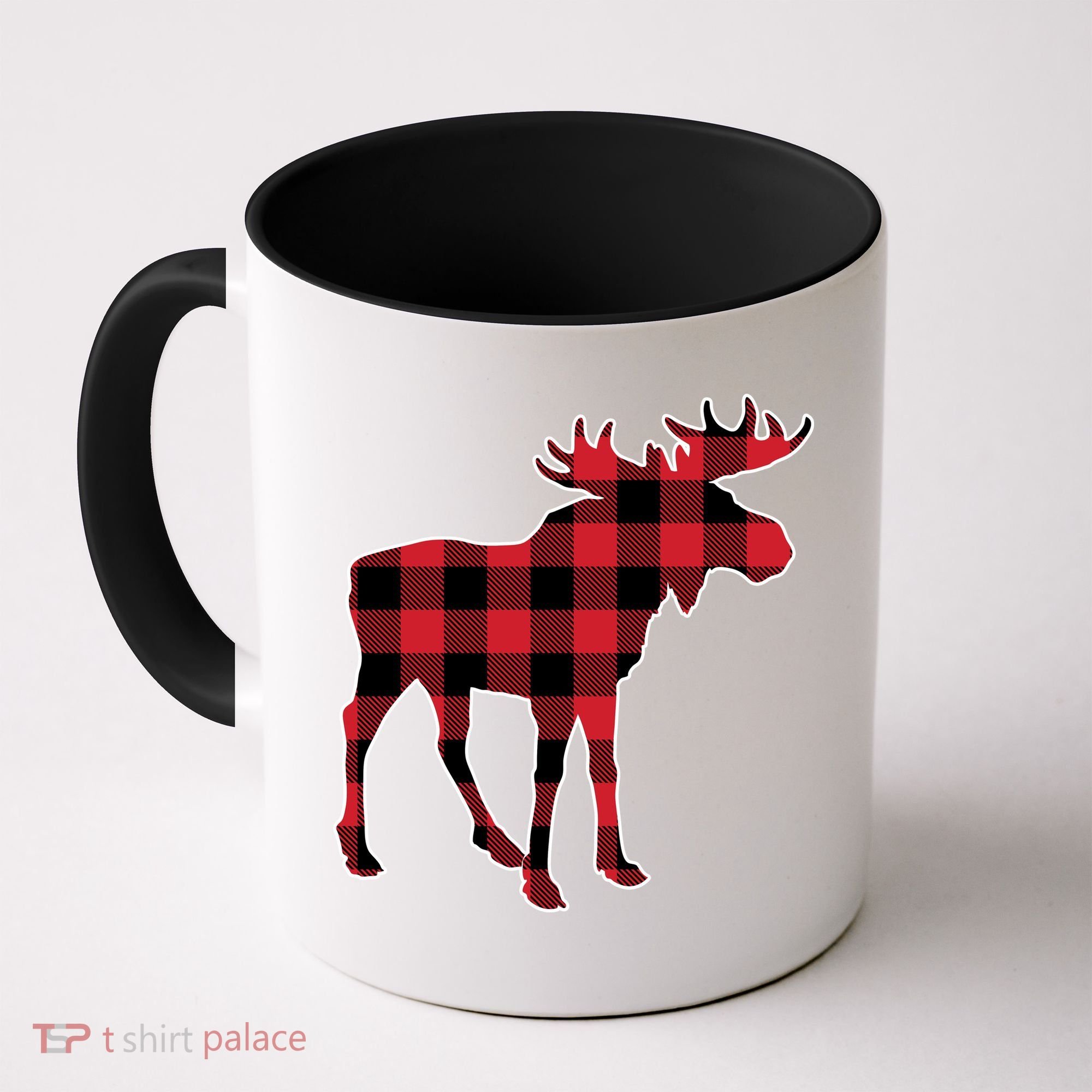Holiday Plaid Moose Coffee Mug