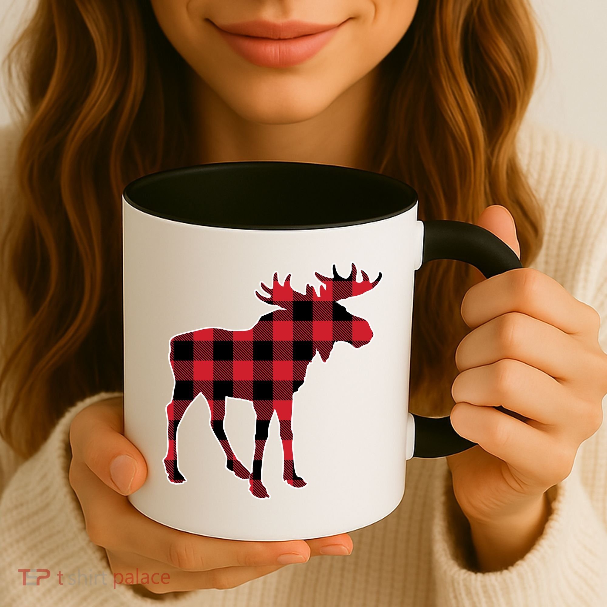 Holiday Plaid Moose Coffee Mug