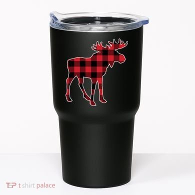 Holiday Plaid Moose Tumbler