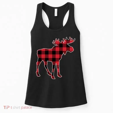 Holiday Plaid Moose Women's Tank Top