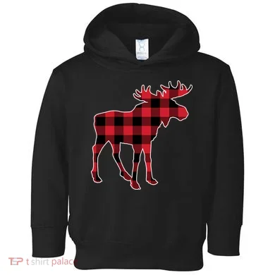 Holiday Plaid Moose Toddler Hoodie