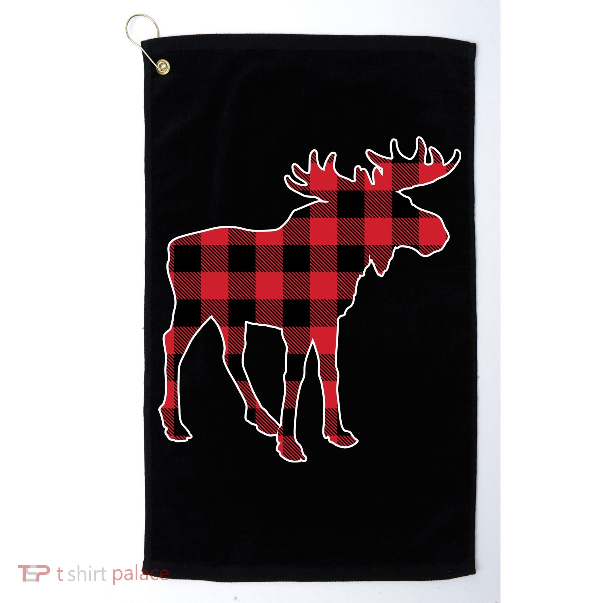 Holiday Plaid Moose Golf Towel
