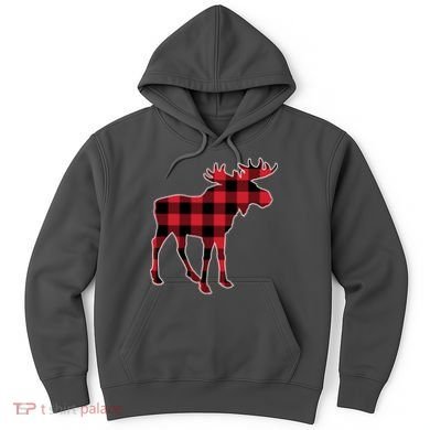 Holiday Plaid Moose Hoodie