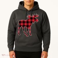 Holiday Plaid Moose Hoodie thumb 2