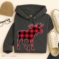 Holiday Plaid Moose Hoodie thumb 4