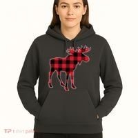 Holiday Plaid Moose Hoodie thumb 5
