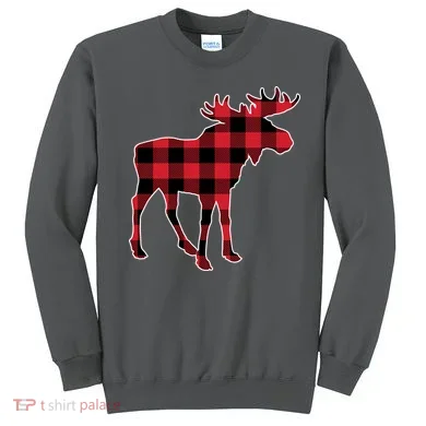 Holiday Plaid Moose Sweatshirt