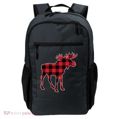Holiday Plaid Moose Backpack