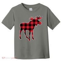 Holiday Plaid Moose Toddler T-Shirt thumb 0