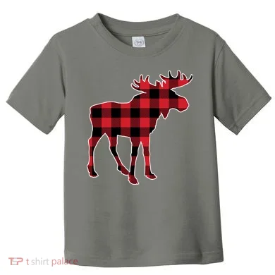 Holiday Plaid Moose Toddler T-Shirt