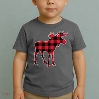 Holiday Plaid Moose Toddler T-Shirt thumb 2