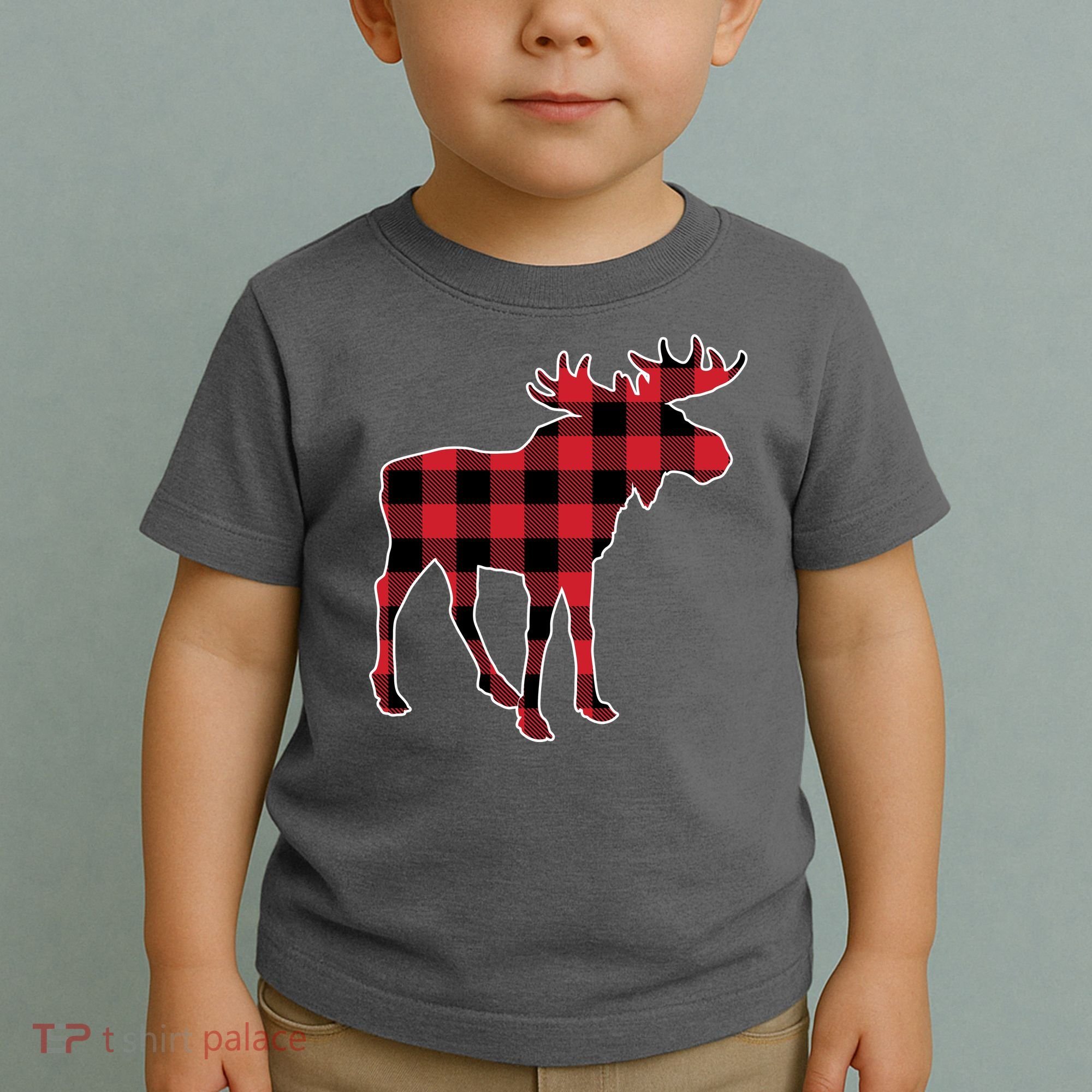 Holiday Plaid Moose Toddler T-Shirt