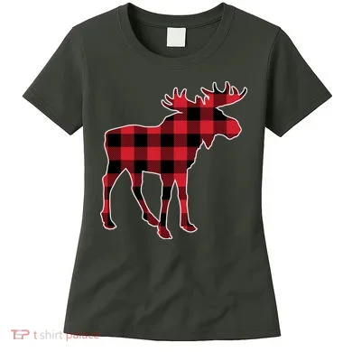 Holiday Plaid Moose Women's T-Shirt