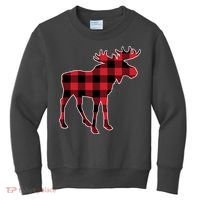 Holiday Plaid Moose Kids Sweatshirt thumb 0