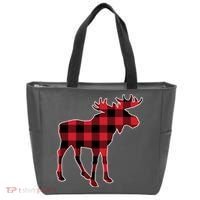 Holiday Plaid Moose Tote Bag thumb 0
