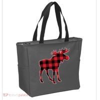 Holiday Plaid Moose Tote Bag thumb 2