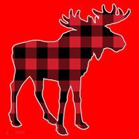 Holiday Plaid Moose Santa Hat thumb 1