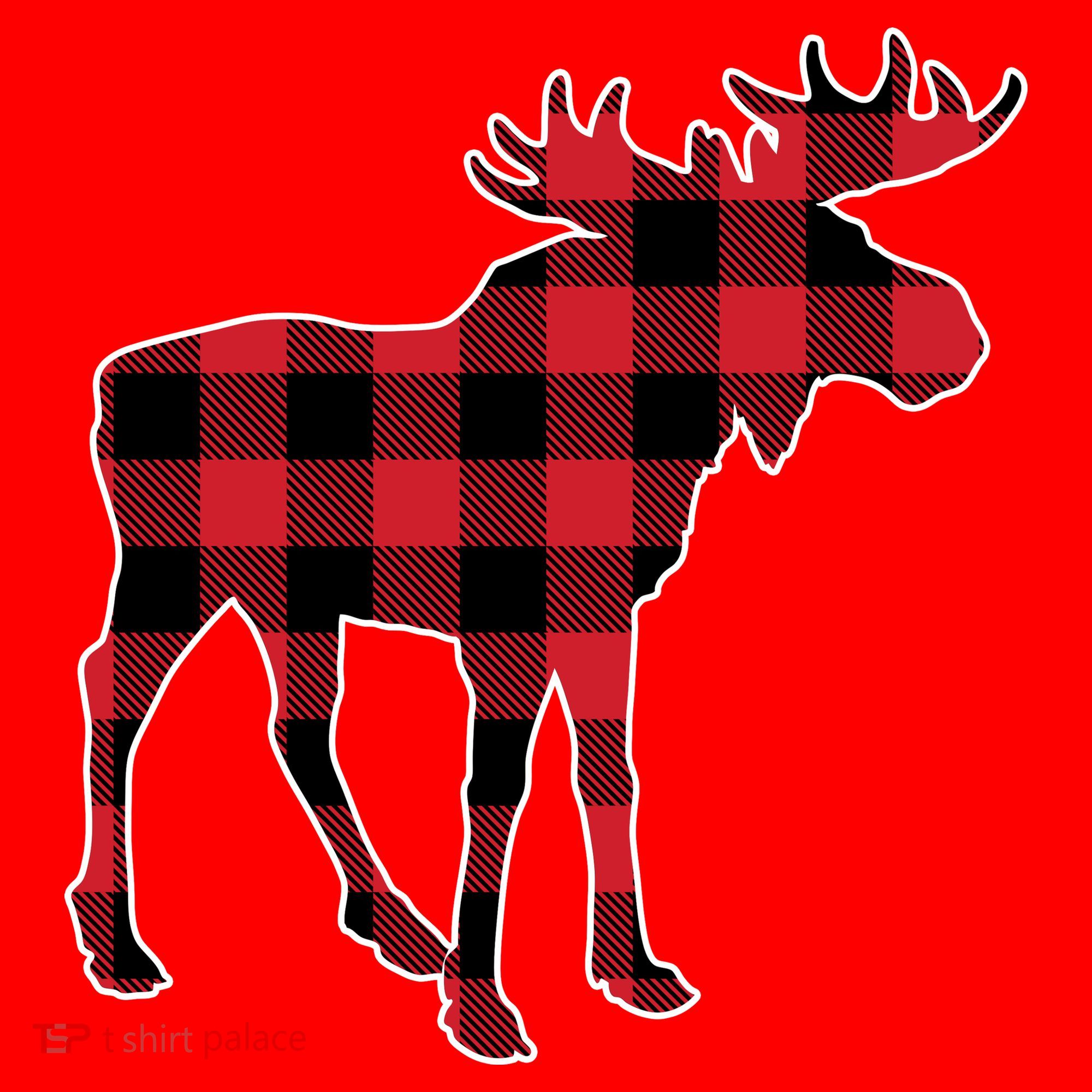 Holiday Plaid Moose Santa Hat