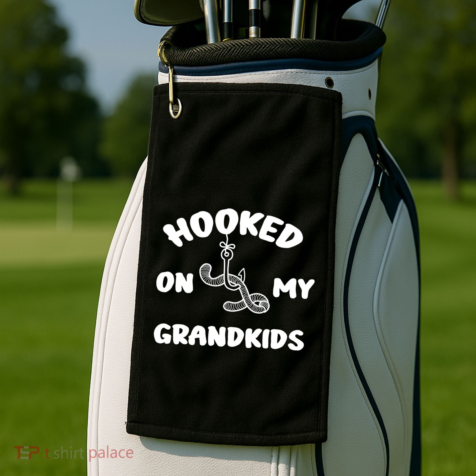 Hooked On My Grandkids Golf Towel