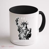 Hands Off Medicare Penguin Statue Of Liberty Resist Protest Coffee Mug thumb 1