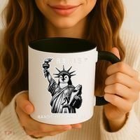 Hands Off Medicare Penguin Statue Of Liberty Resist Protest Coffee Mug thumb 3