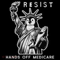 Hands Off Medicare Penguin Statue Of Liberty Resist Protest Coffee Mug thumb 5