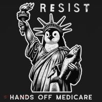 Hands Off Medicare Penguin Statue Of Liberty Resist Protest Coaster thumb 2