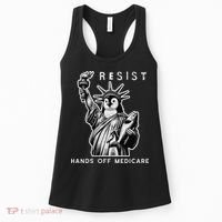 Hands Off Medicare Penguin Statue Of Liberty Resist Protest Women's Tank Top thumb 0