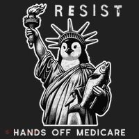 Hands Off Medicare Penguin Statue Of Liberty Resist Protest Golf Towel thumb 3