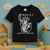 Hands Off Medicare Penguin Statue Of Liberty Resist Protest Toddler T-Shirt thumb 3