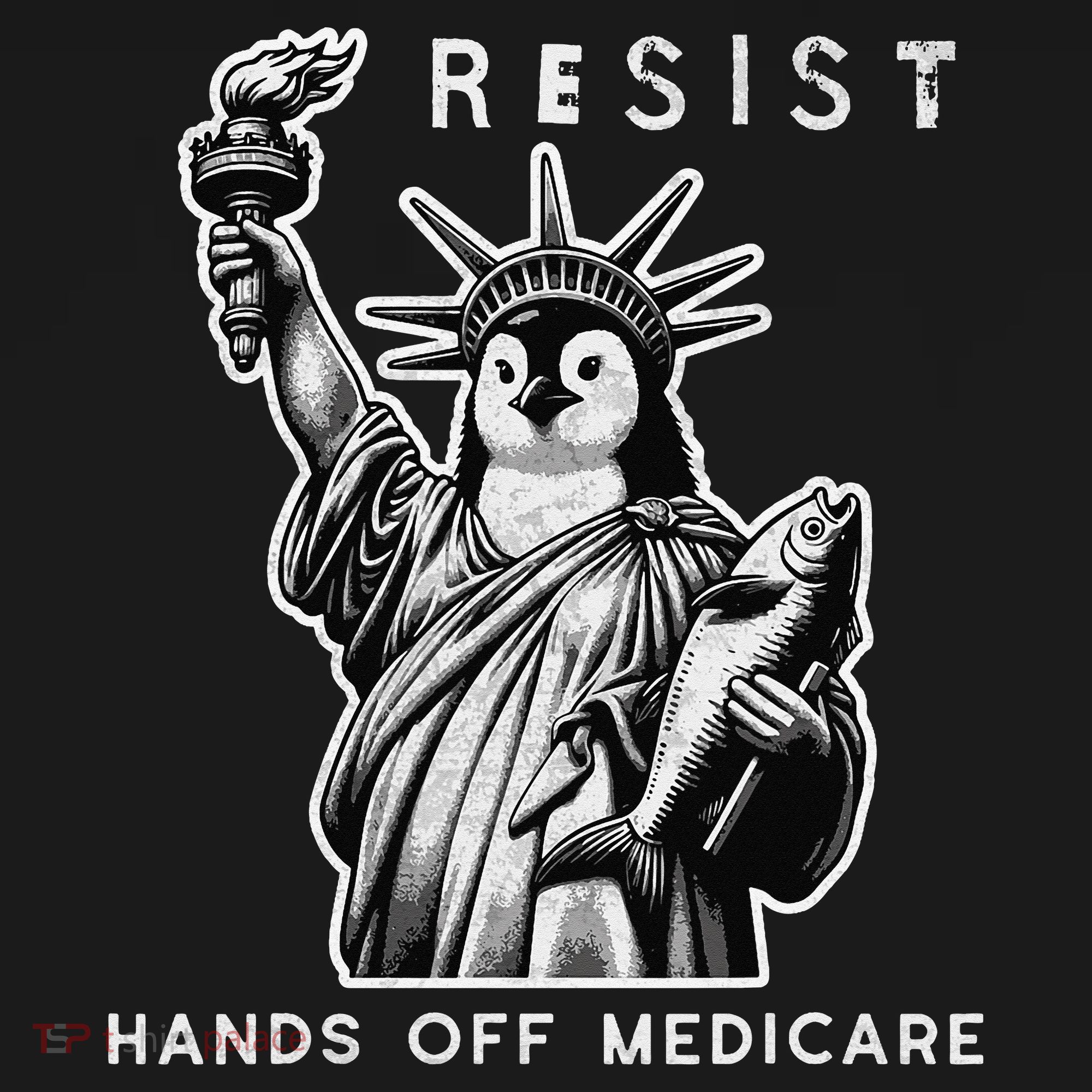 Hands Off Medicare Penguin Statue Of Liberty Resist Protest Kids Sweatshirt