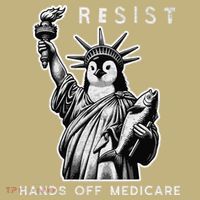 Hands Off Medicare Penguin Statue Of Liberty Resist Protest Polo thumb 2