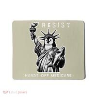 Hands Off Medicare Penguin Statue Of Liberty Resist Protest Mousepad thumb 0