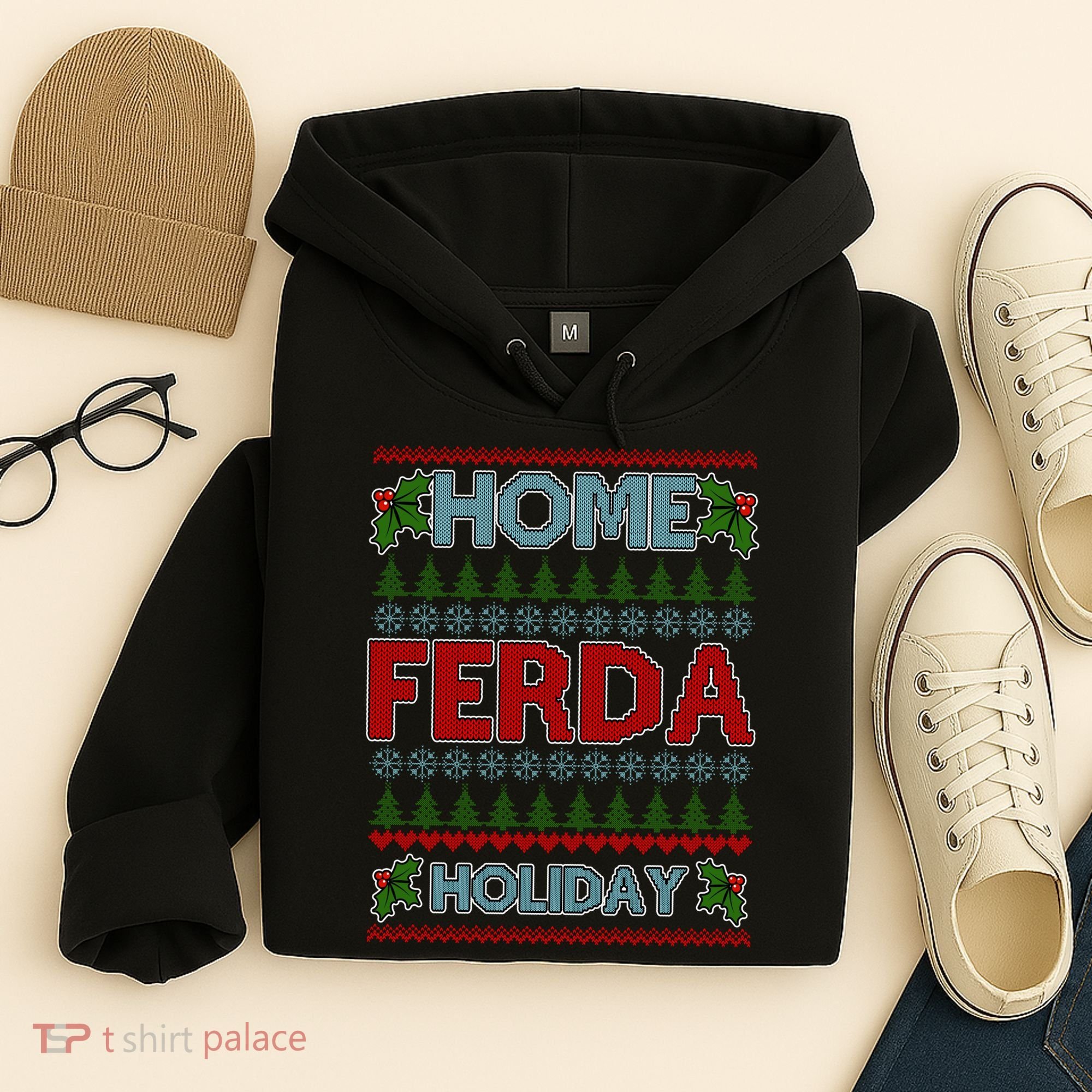 Home Freda Holiday Ugly Christmas Sweater Hoodie