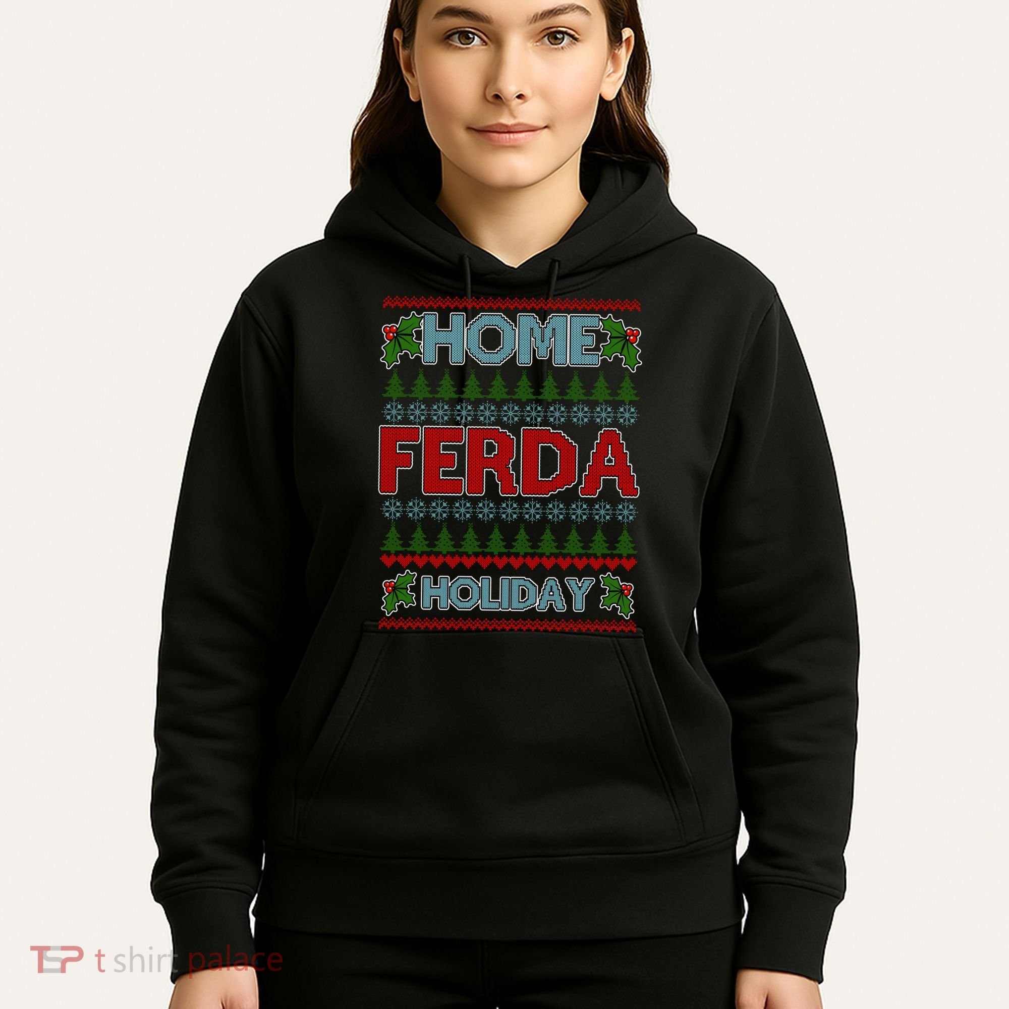 Home Freda Holiday Ugly Christmas Sweater Hoodie