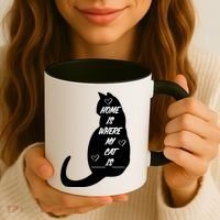 Home Is Where My Cat Is Funny Coffee Mug thumb 3