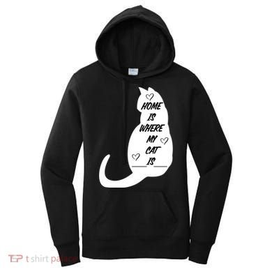 Home Is Where My Cat Is Funny Women's Hoodie