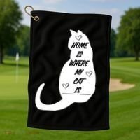 Home Is Where My Cat Is Funny Golf Towel thumb 1