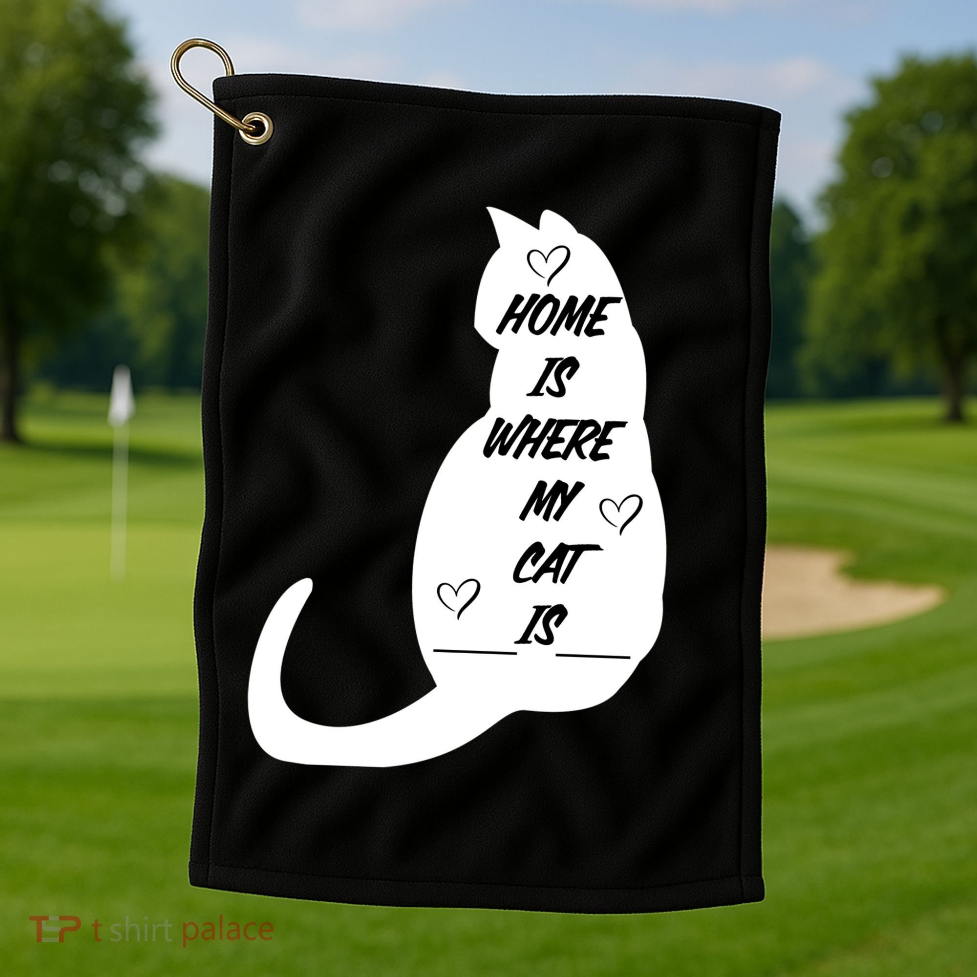 Home Is Where My Cat Is Funny Golf Towel