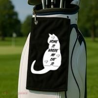 Home Is Where My Cat Is Funny Golf Towel thumb 2