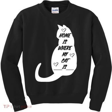 Home Is Where My Cat Is Funny Kids Sweatshirt