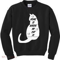 Home Is Where My Cat Is Funny Kids Sweatshirt thumb 0
