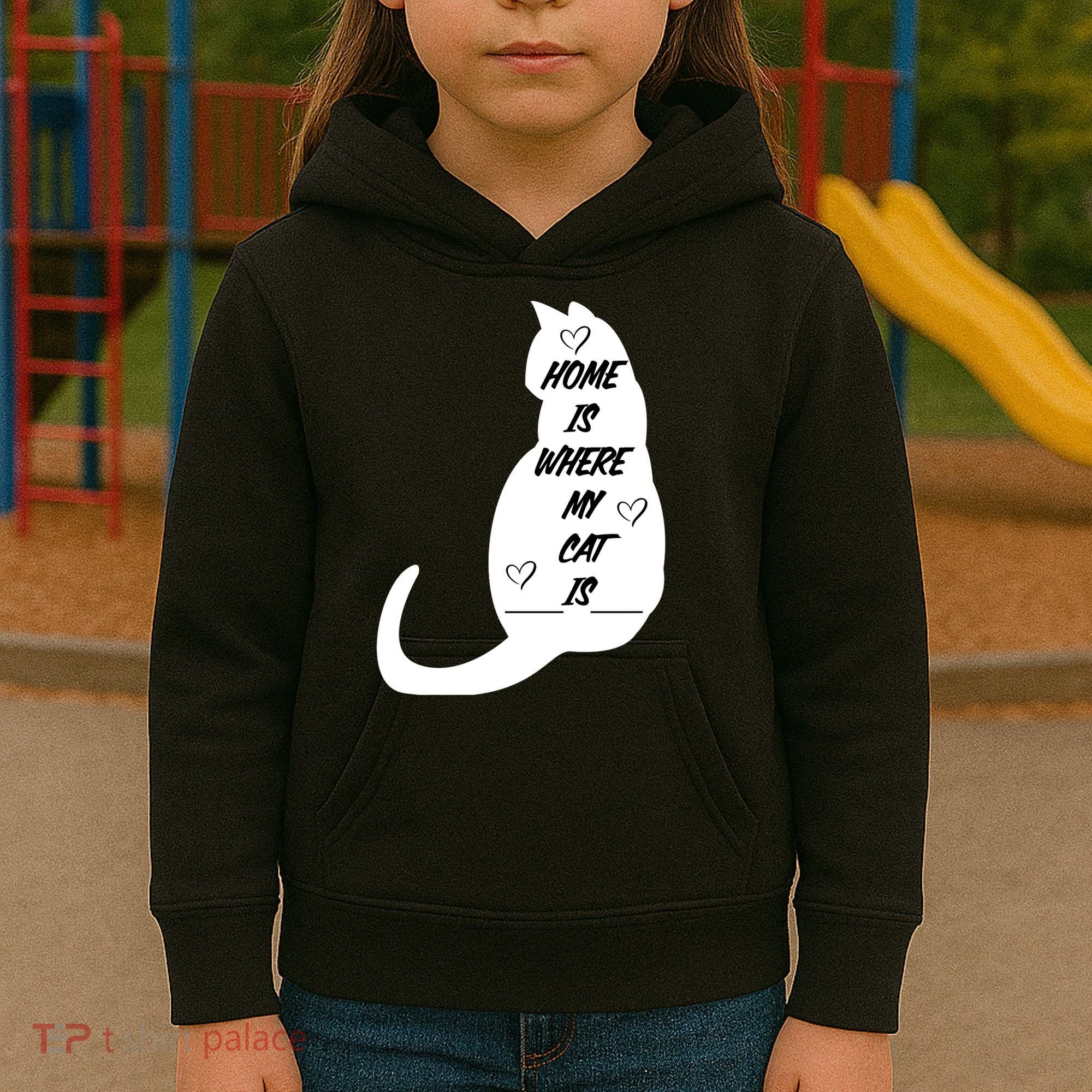 Home Is Where My Cat Is Funny Kids Hoodie