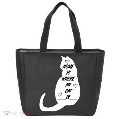 Home Is Where My Cat Is Funny Tote Bag