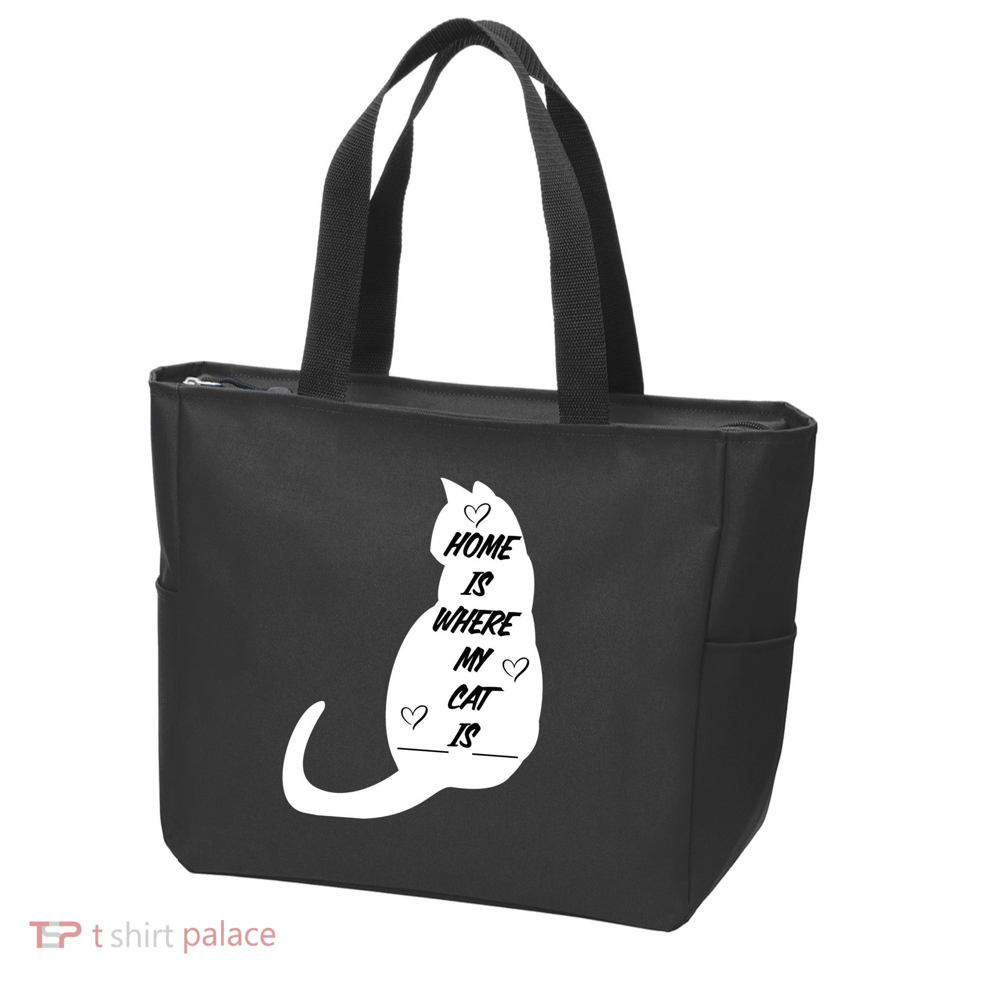 Home Is Where My Cat Is Funny Tote Bag