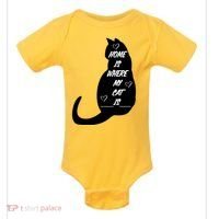 Home Is Where My Cat Is Funny Baby Bodysuit thumb 0